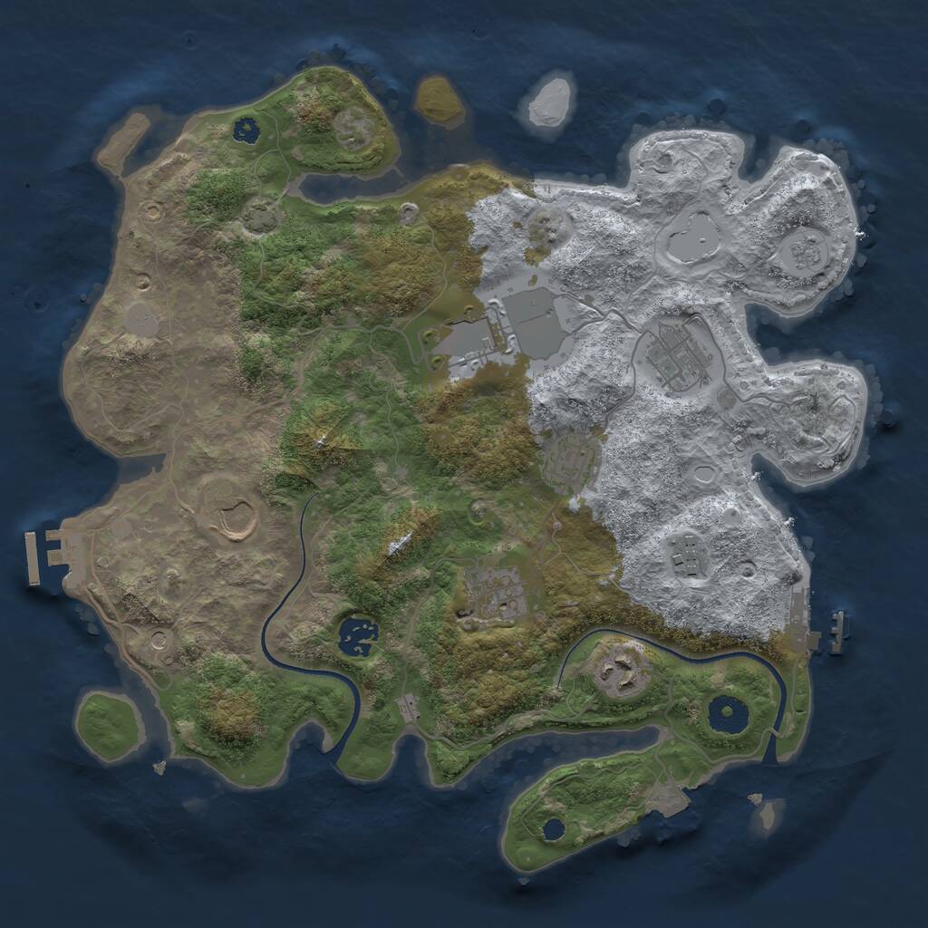 Rust Map: Procedural Map, Size: 3500, Seed: 6327, 14 Monuments