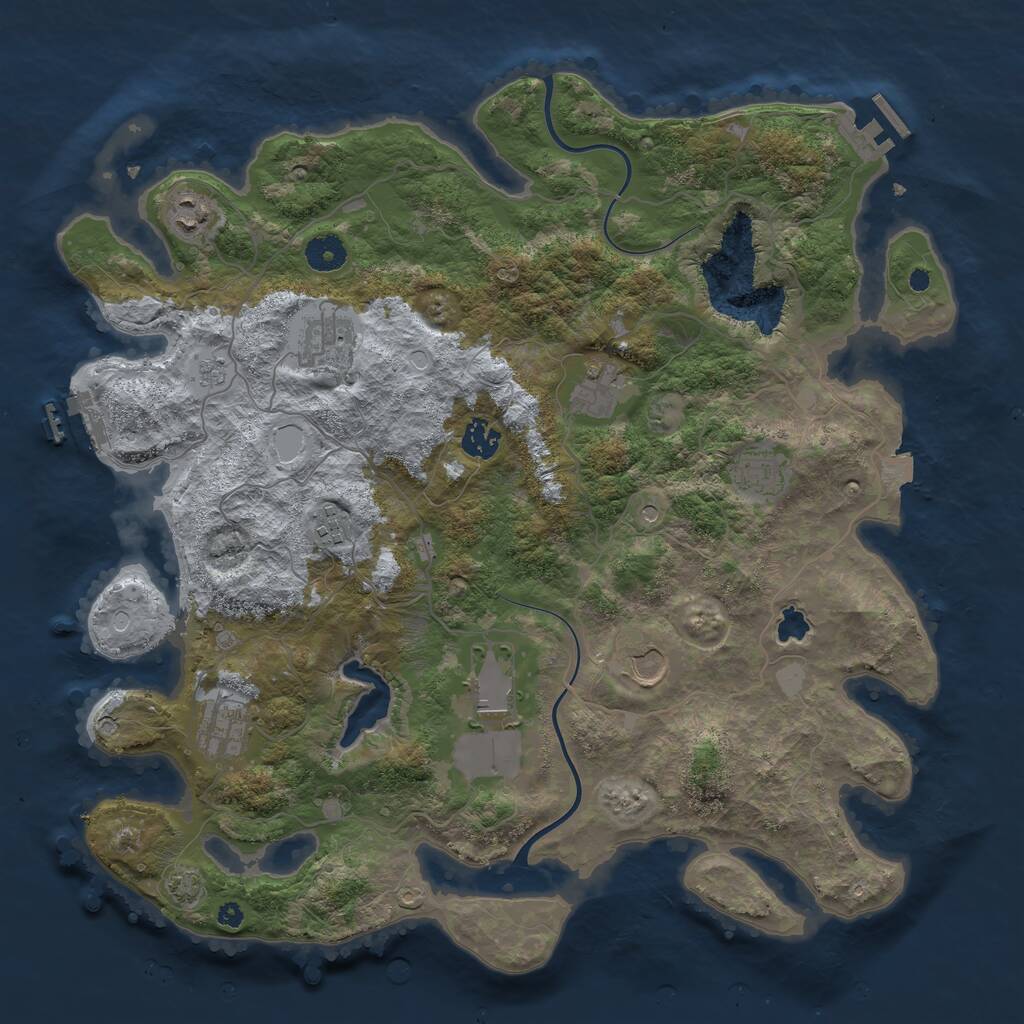 Rust Map: Procedural Map, Size: 4000, Seed: 601947, 15 Monuments