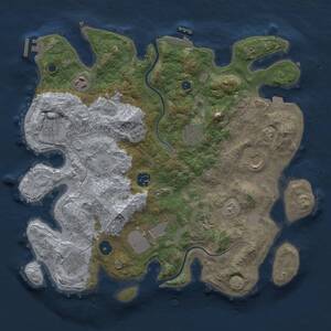 Thumbnail Rust Map: Procedural Map, Size: 3700, Seed: 1542983025, 15 Monuments