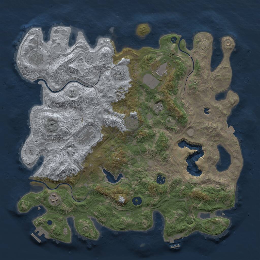Rust Map: Procedural Map, Size: 4250, Seed: 289663945, 14 Monuments
