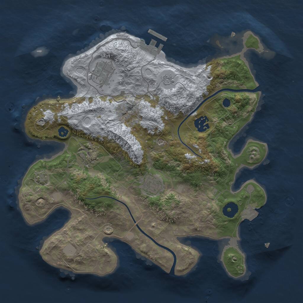 Rust Map: Procedural Map, Size: 3000, Seed: 22802280, 9 Monuments