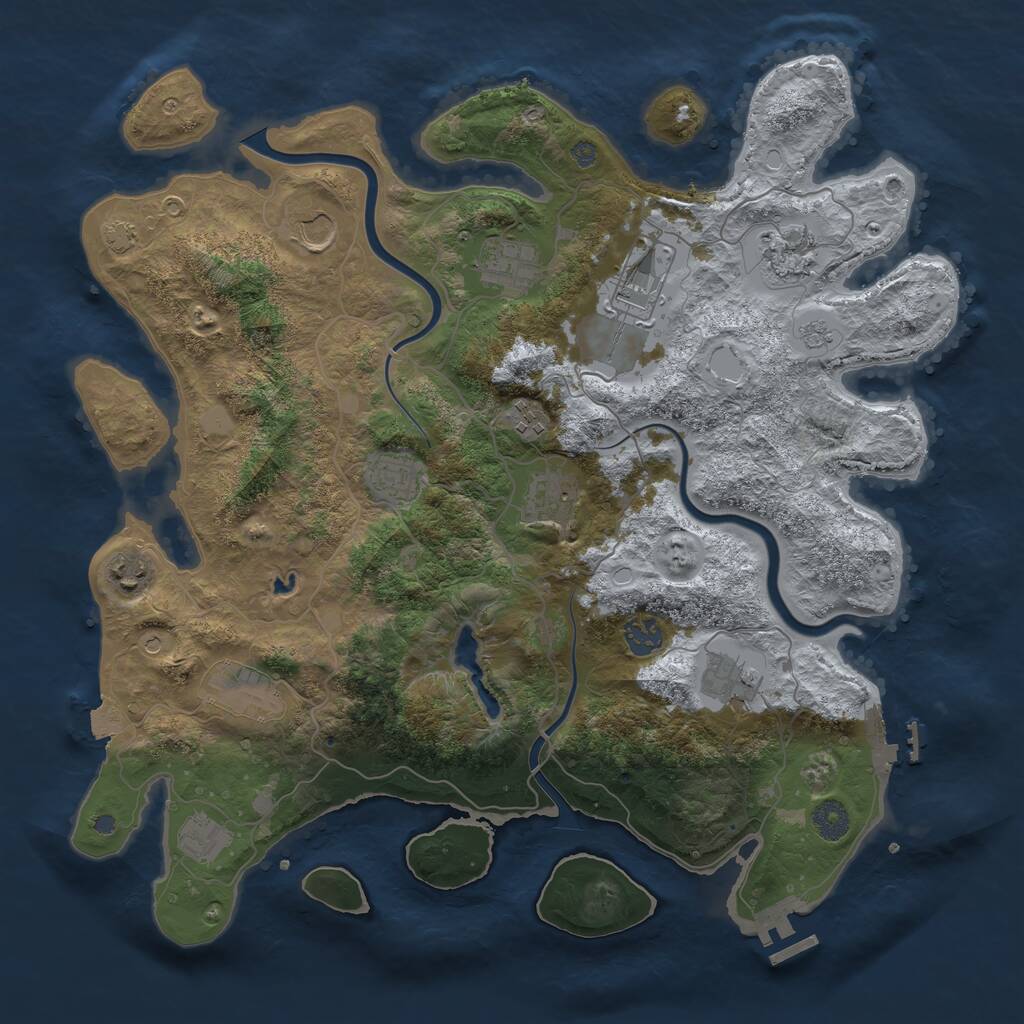 Rust Map: Procedural Map, Size: 4000, Seed: 1736720795, 19 Monuments