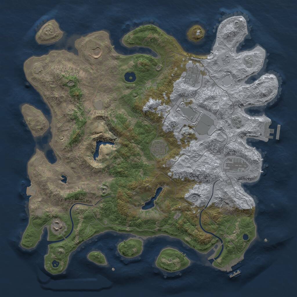 Rust Map: Procedural Map, Size: 4000, Seed: 1736720795, 13 Monuments