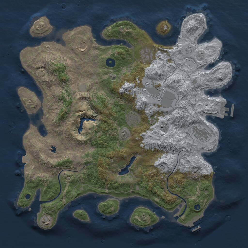 Rust Map: Procedural Map, Size: 4000, Seed: 1736720795, 13 Monuments