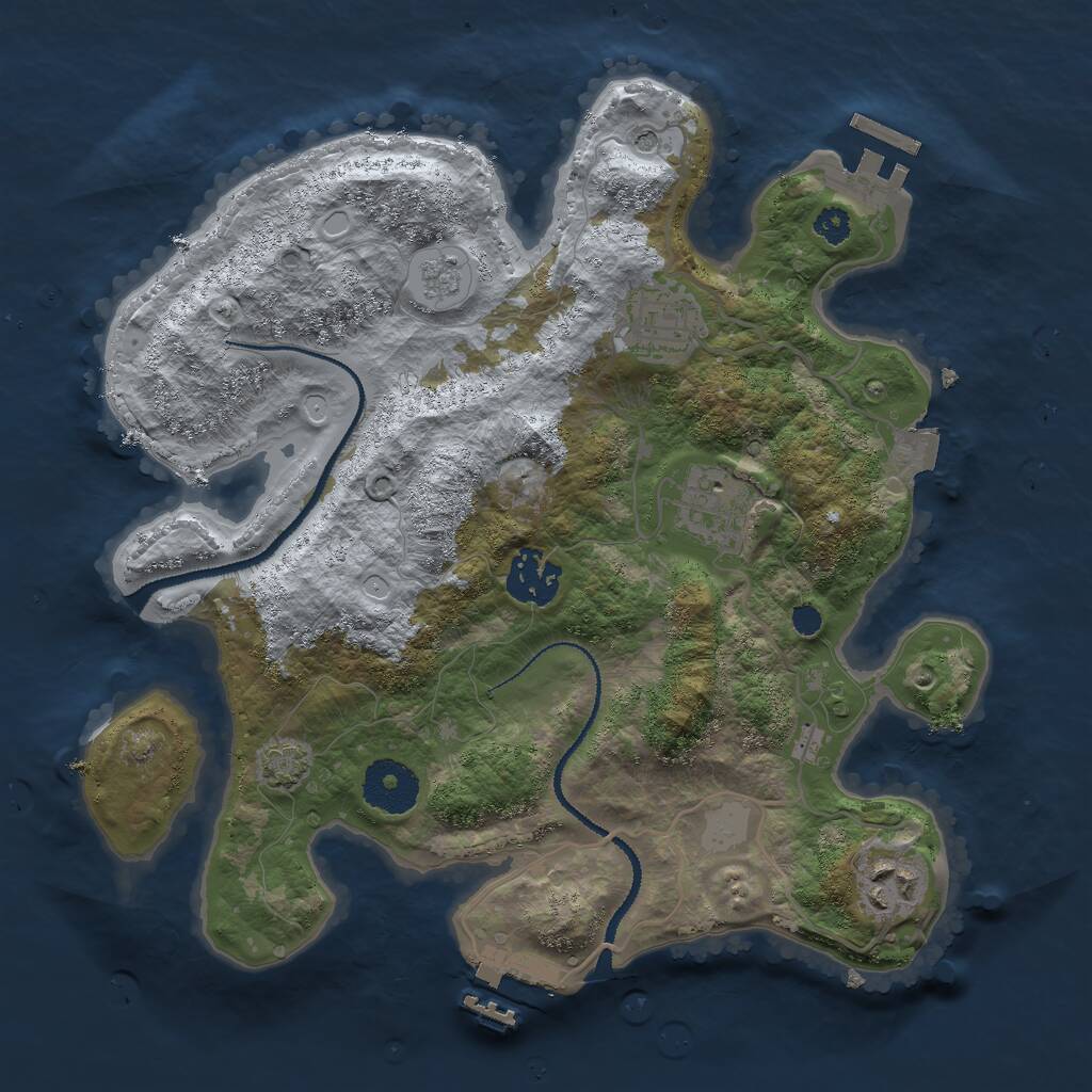 Rust Map: Procedural Map, Size: 3000, Seed: 34242498, 10 Monuments