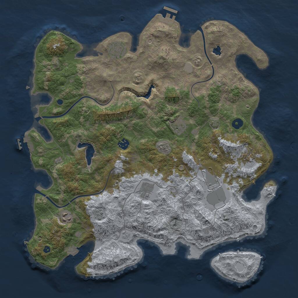 Rust Map: Procedural Map, Size: 4200, Seed: 1999220602, 14 Monuments