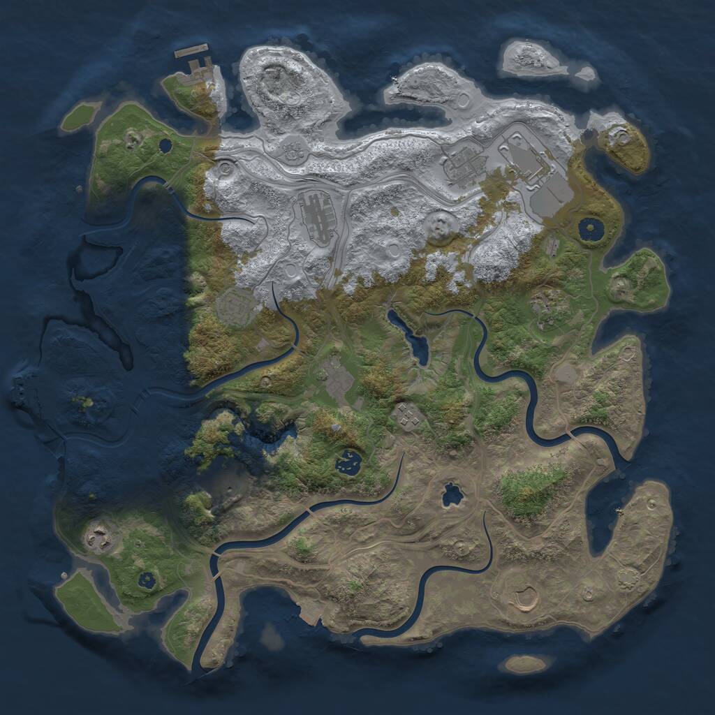 Rust Map: Procedural Map, Size: 4250, Seed: 523863373, 17 Monuments