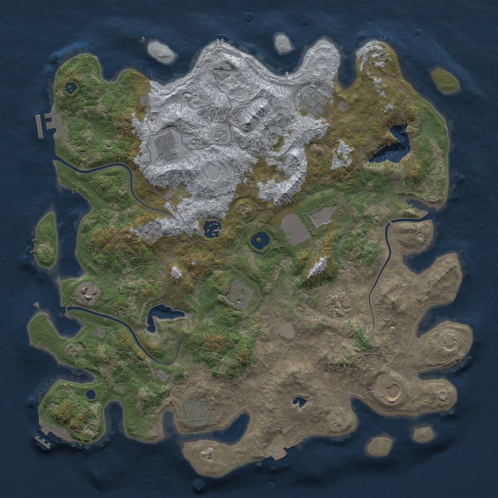 Rust Map: Procedural Map, Size: 4200, Seed: 68621, 18 Monuments