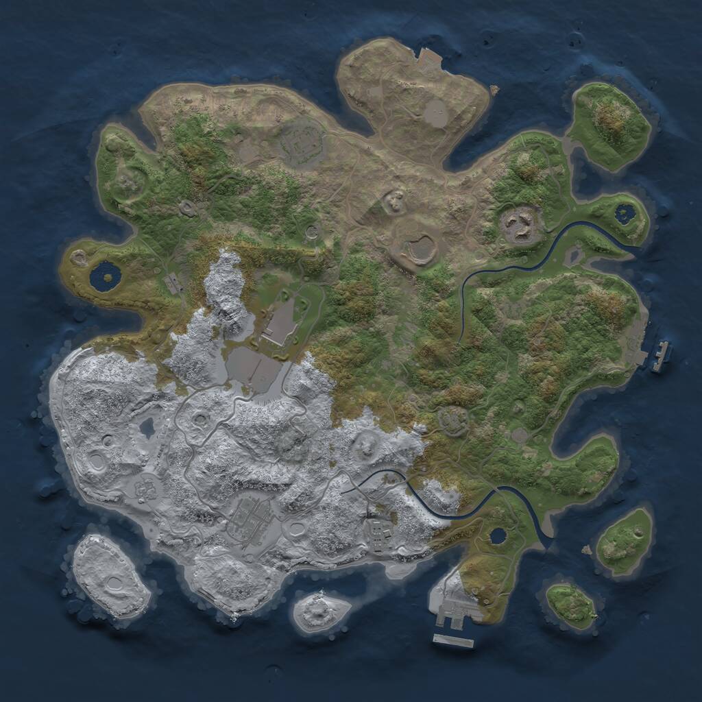 Rust Map: Procedural Map, Size: 3500, Seed: 1356475778, 12 Monuments