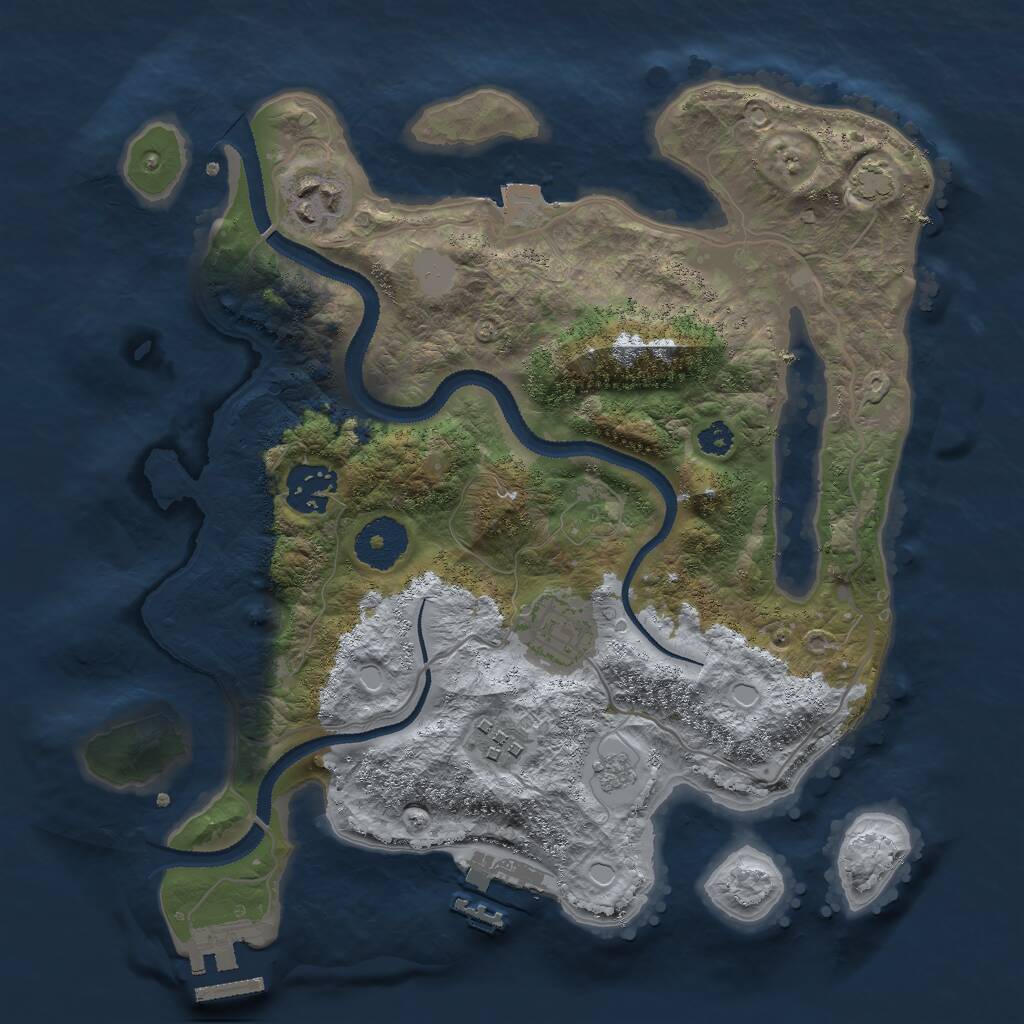 Rust Map: Procedural Map, Size: 3000, Seed: 1179934863, 11 Monuments