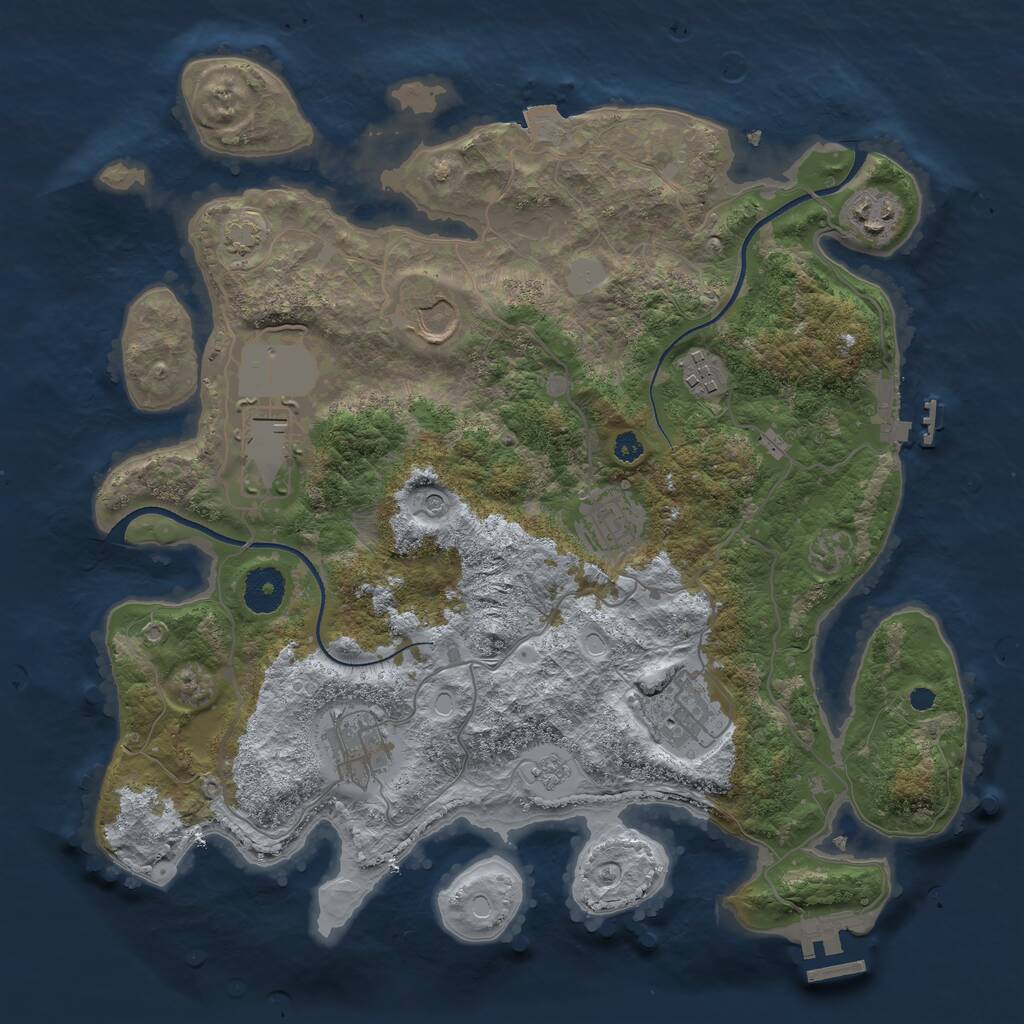 Rust Map: Procedural Map, Size: 3500, Seed: 3291982, 13 Monuments