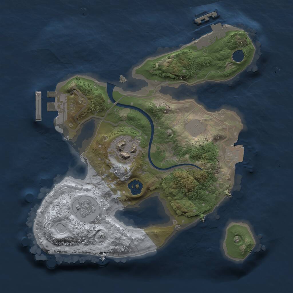 Rust Map: Procedural Map, Size: 2000, Seed: 58173, 5 Monuments