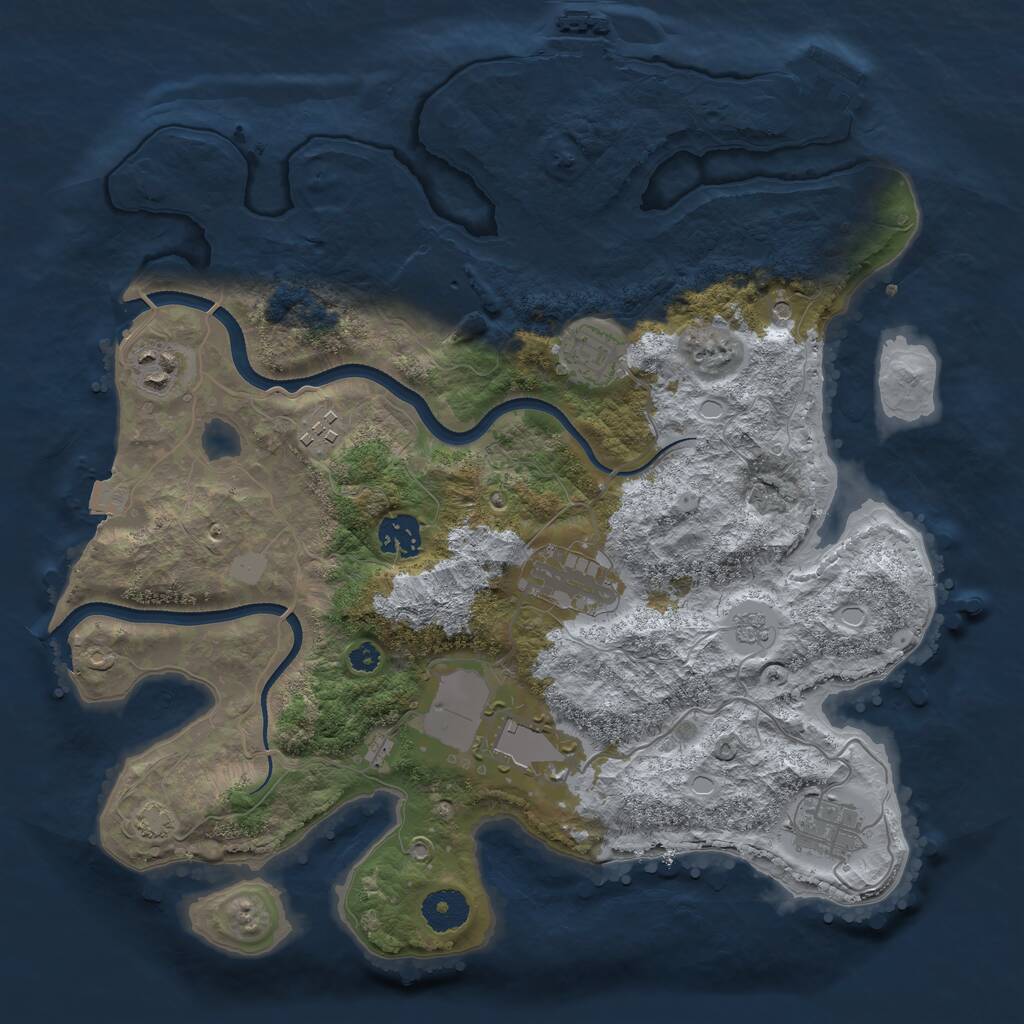 Rust Map: Procedural Map, Size: 3500, Seed: 347218394, 14 Monuments