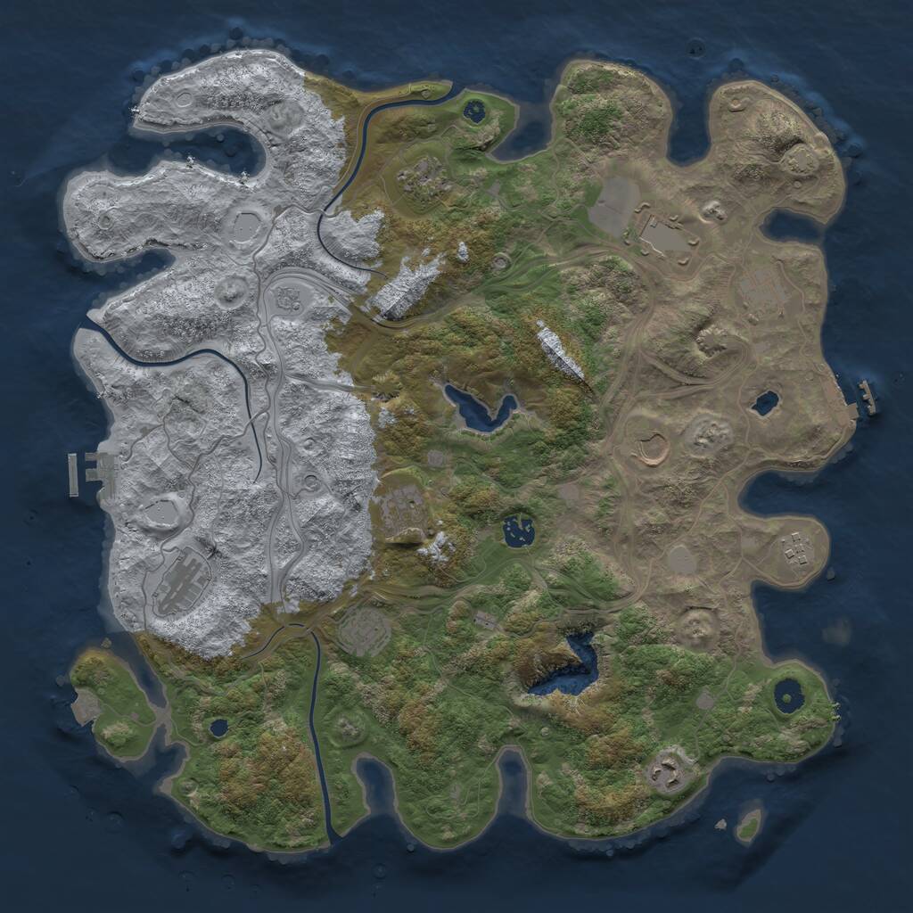 Rust Map: Procedural Map, Size: 4250, Seed: 496129714, 16 Monuments