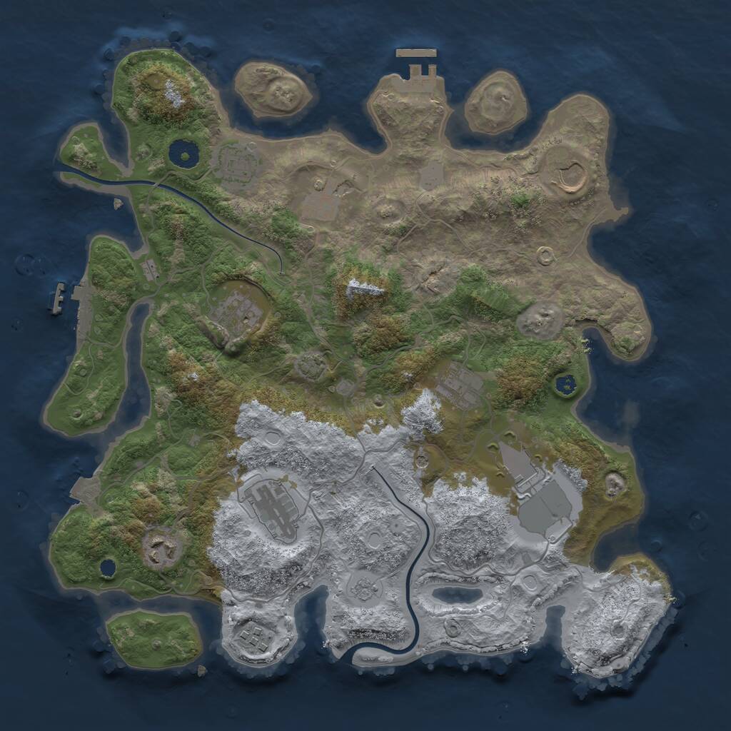 Rust Map: Procedural Map, Size: 3650, Seed: 1651612003, 15 Monuments