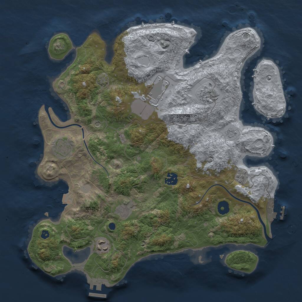 Rust Map: Procedural Map, Size: 3500, Seed: 1518665823, 13 Monuments