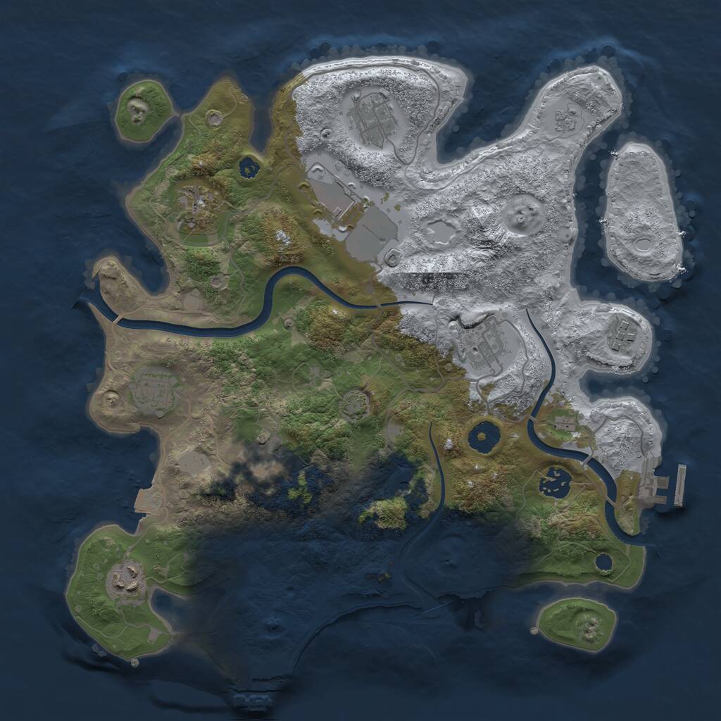 Rust Map: Procedural Map, Size: 3500, Seed: 1518665823, 17 Monuments
