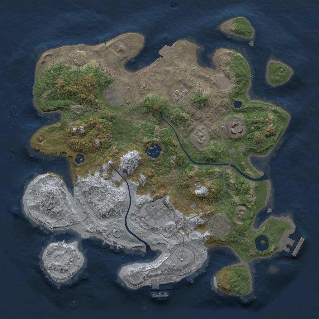 Rust Map: Procedural Map, Size: 3200, Seed: 1067969693, 12 Monuments