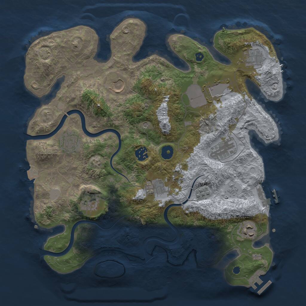 Rust Map: Procedural Map, Size: 3500, Seed: 1138003735, 18 Monuments