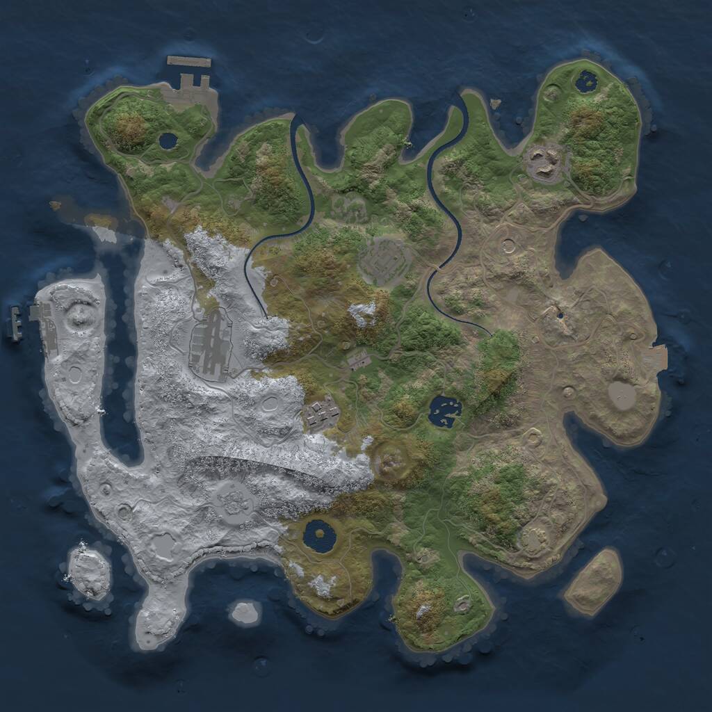 Rust Map: Procedural Map, Size: 3300, Seed: 1421540182, 11 Monuments