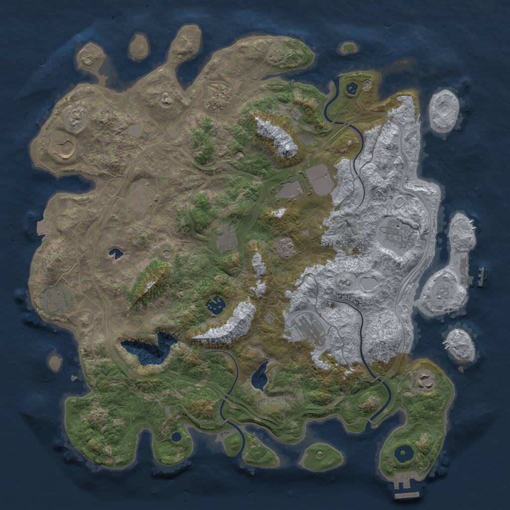 Rust Map: Procedural Map, Size: 4250, Seed: 213602046, 17 Monuments