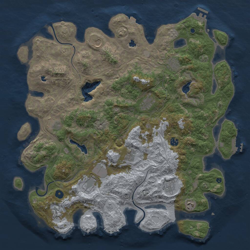 Rust Map: Procedural Map, Size: 4500, Seed: 618133687, 17 Monuments