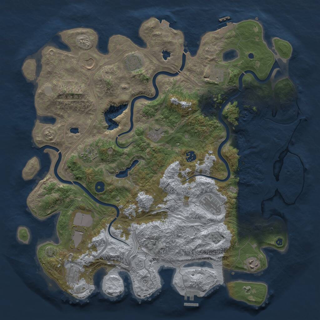 Rust Map: Procedural Map, Size: 4500, Seed: 618133687, 17 Monuments