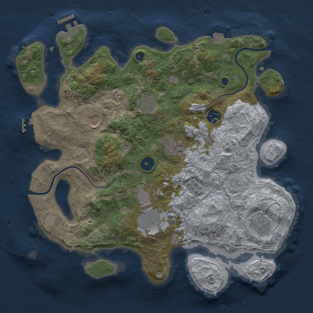 Rust Map: Procedural Map, Size: 3500, Seed: 1314401892, 13 Monuments