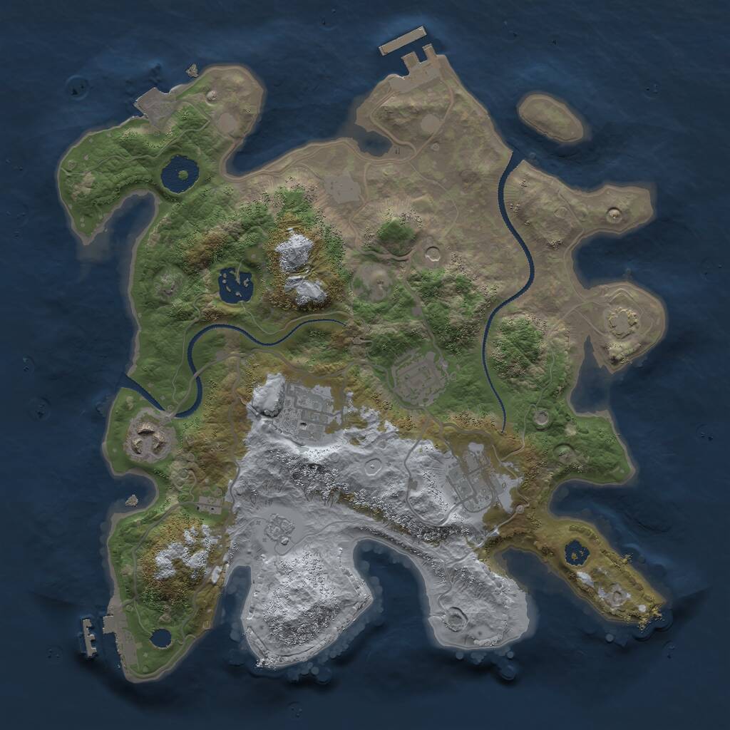 Rust Map: Procedural Map, Size: 3000, Seed: 1223719433, 11 Monuments