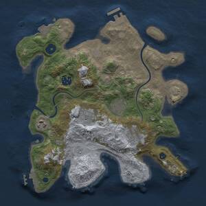 Thumbnail Rust Map: Procedural Map, Size: 3000, Seed: 1223719433, 11 Monuments