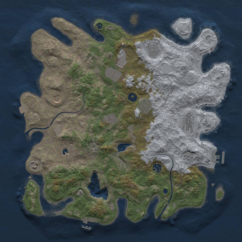Rust Map: Procedural Map, Size: 4000, Seed: 63398, 16 Monuments