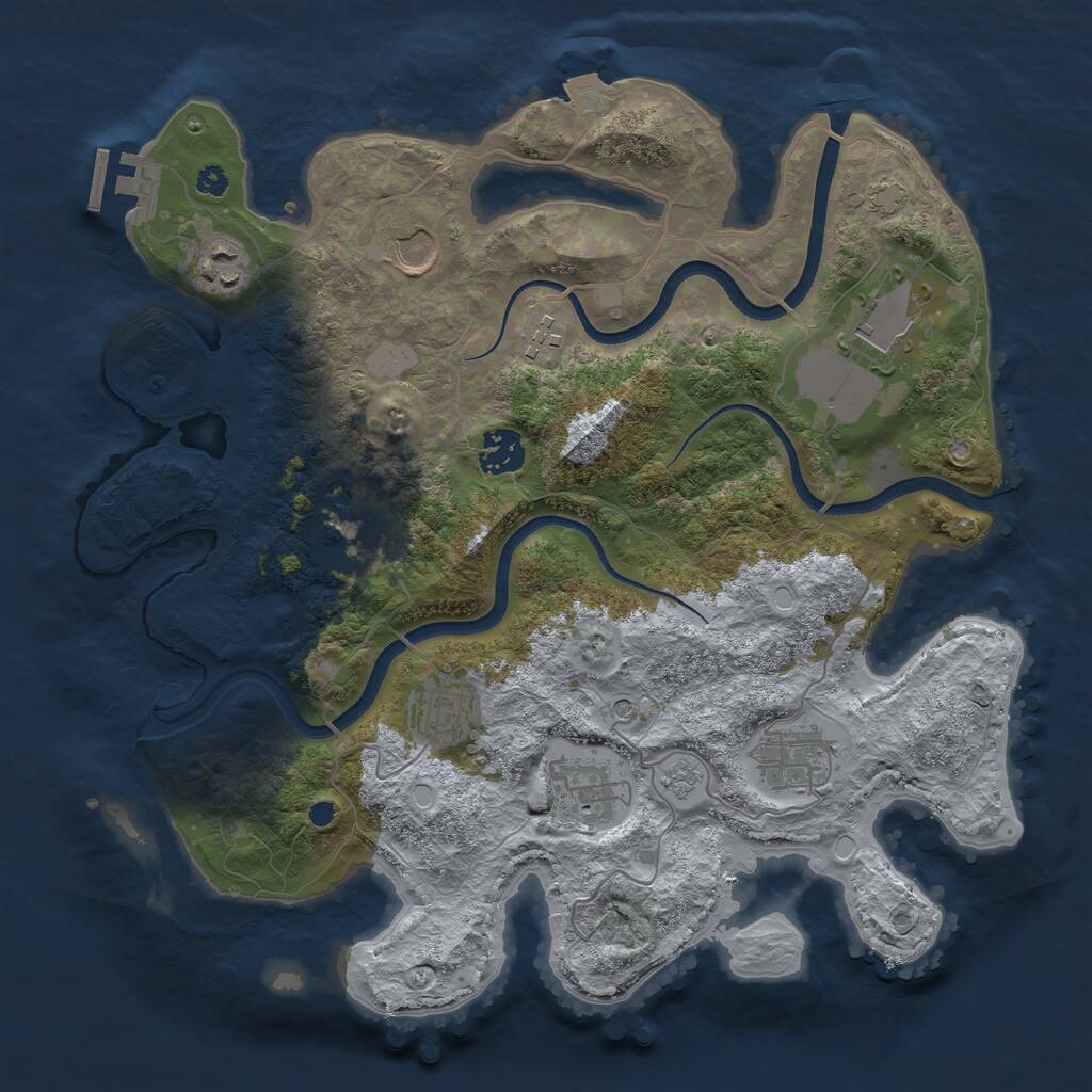 Rust Map: Procedural Map, Size: 3500, Seed: 804216044, 14 Monuments