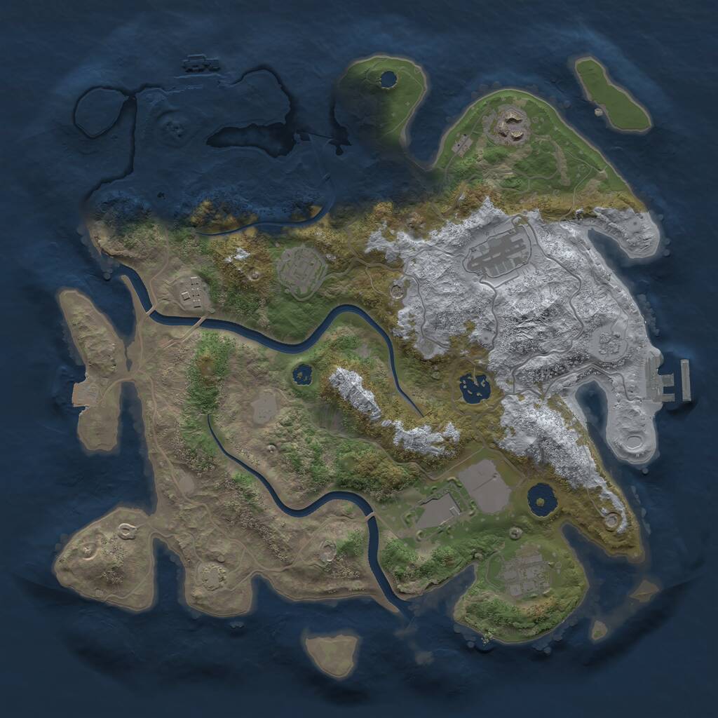 Rust Map: Procedural Map, Size: 3500, Seed: 4748520, 13 Monuments