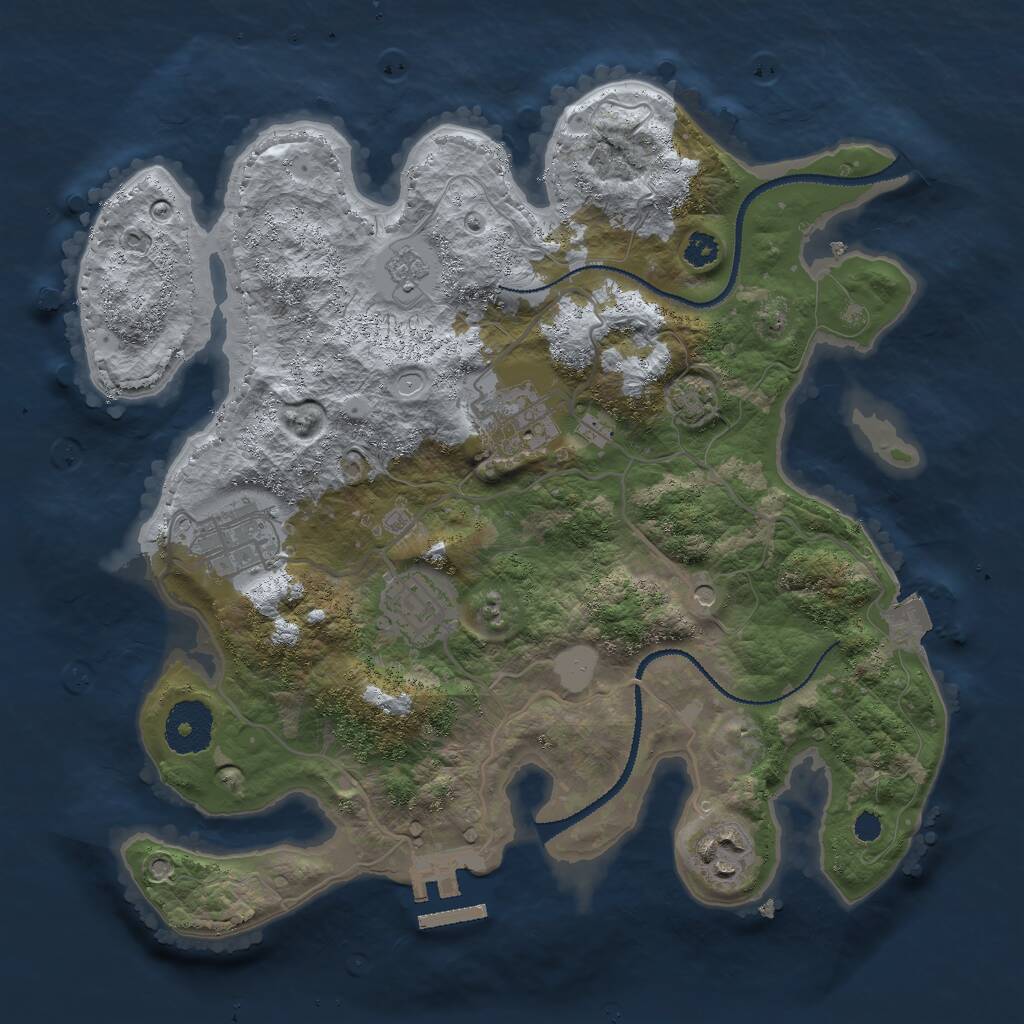 Rust Map: Procedural Map, Size: 3000, Seed: 815642095, 9 Monuments