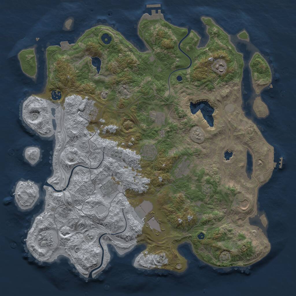 Rust Map: Procedural Map, Size: 4250, Seed: 1596332478, 17 Monuments