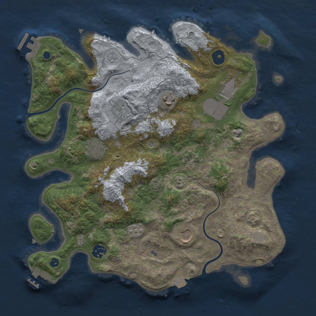 Rust Map: Procedural Map, Size: 3500, Seed: 1881582909, 14 Monuments