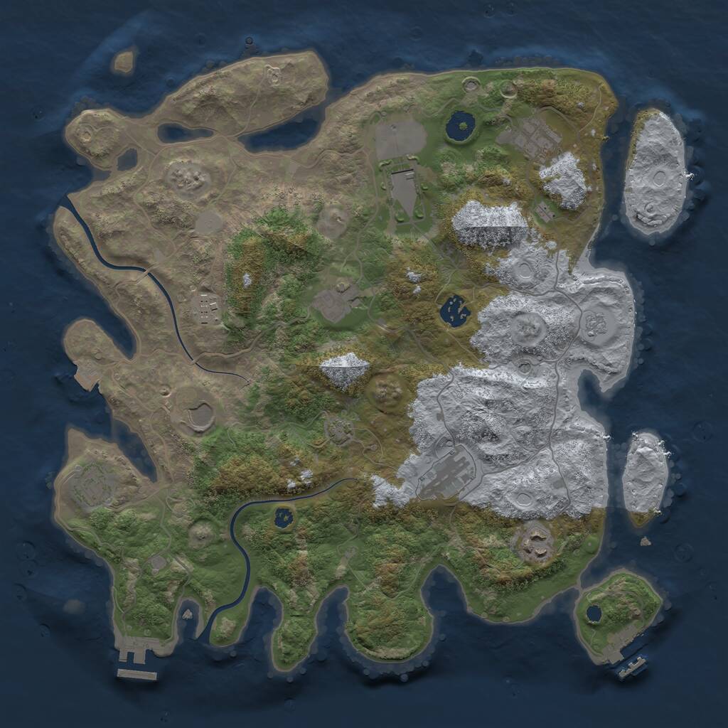 Rust Map: Procedural Map, Size: 3750, Seed: 729013415, 15 Monuments