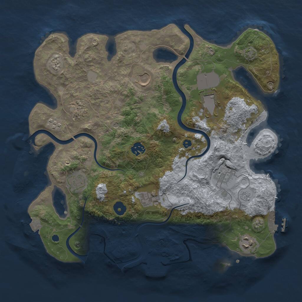 Rust Map: Procedural Map, Size: 3500, Seed: 274558210, 15 Monuments