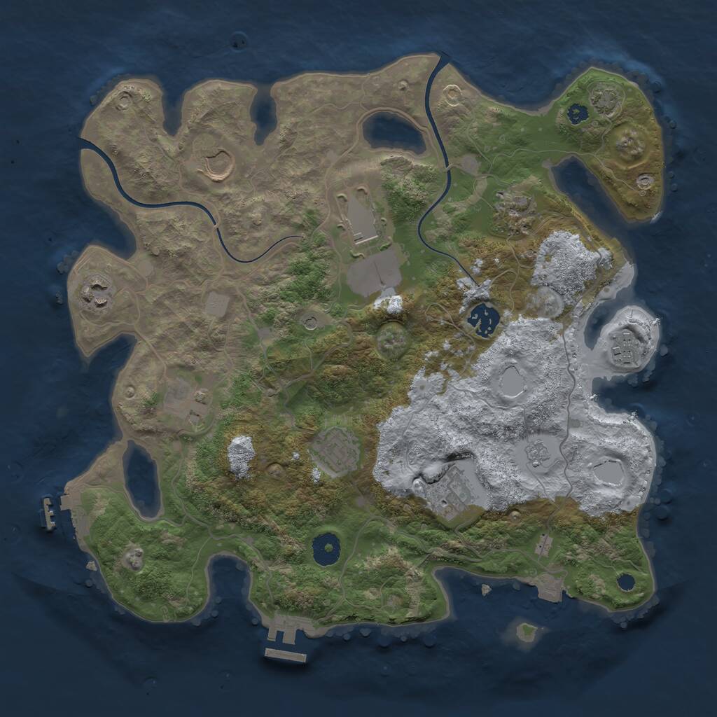 Rust Map: Procedural Map, Size: 3500, Seed: 274558210, 15 Monuments