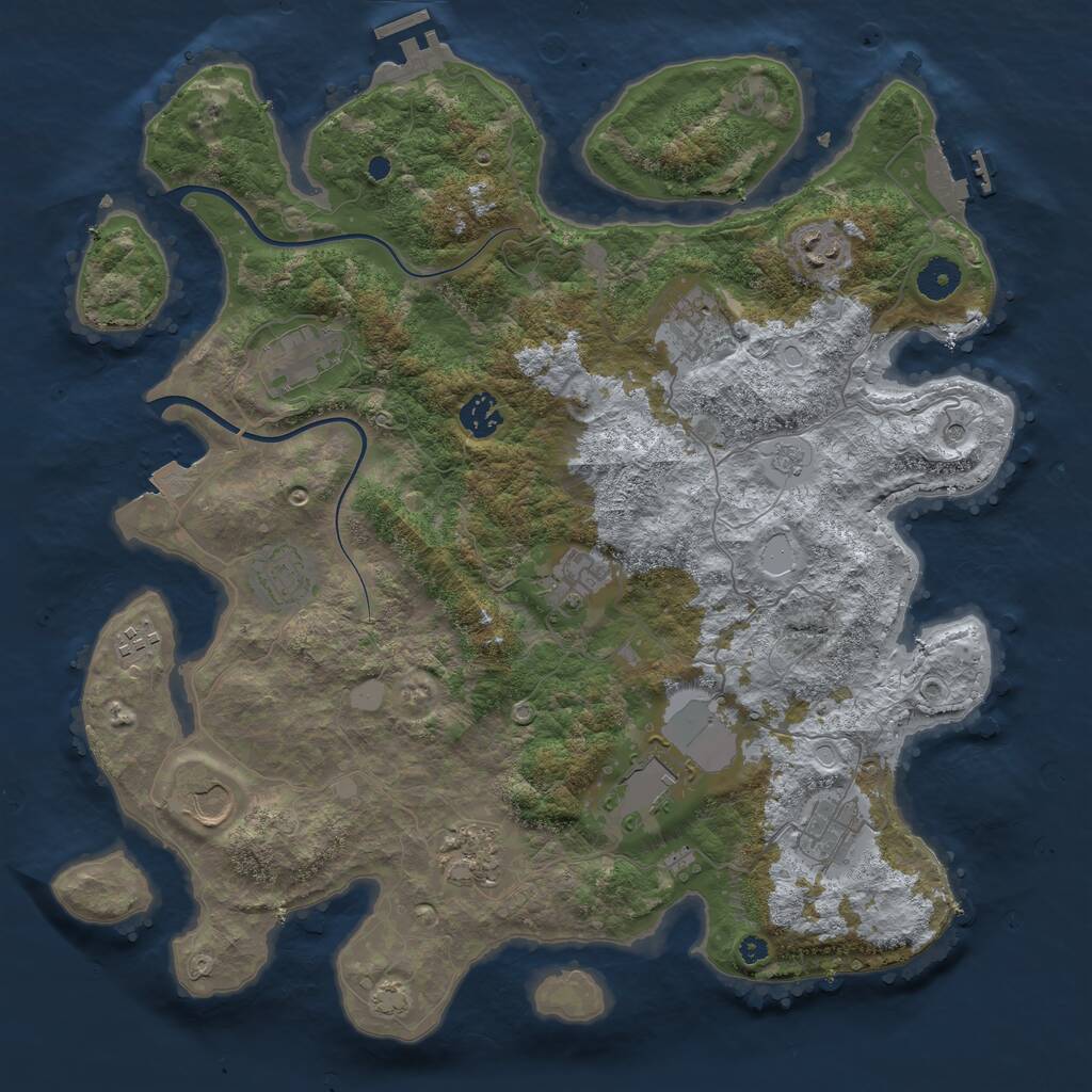 Rust Map: Procedural Map, Size: 3900, Seed: 638201212, 17 Monuments