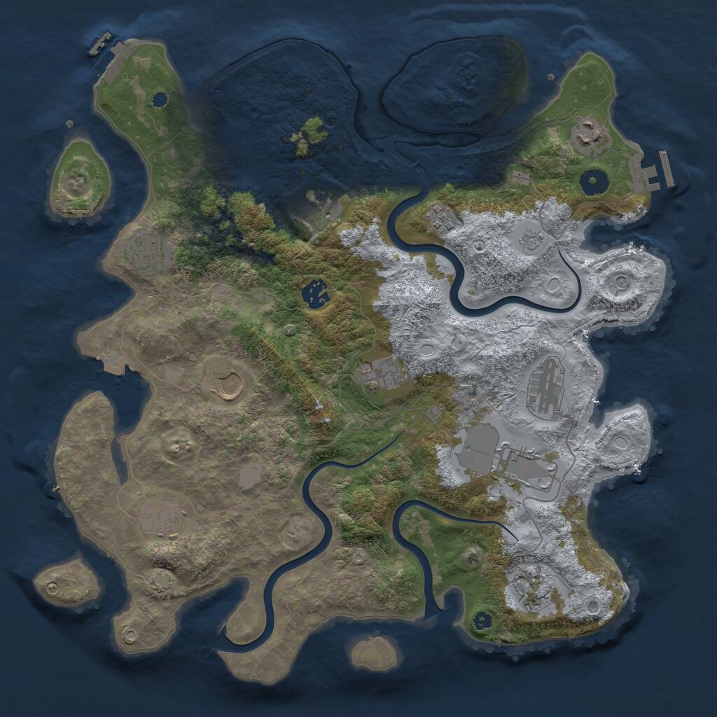 Rust Map: Procedural Map, Size: 3900, Seed: 638201212, 17 Monuments