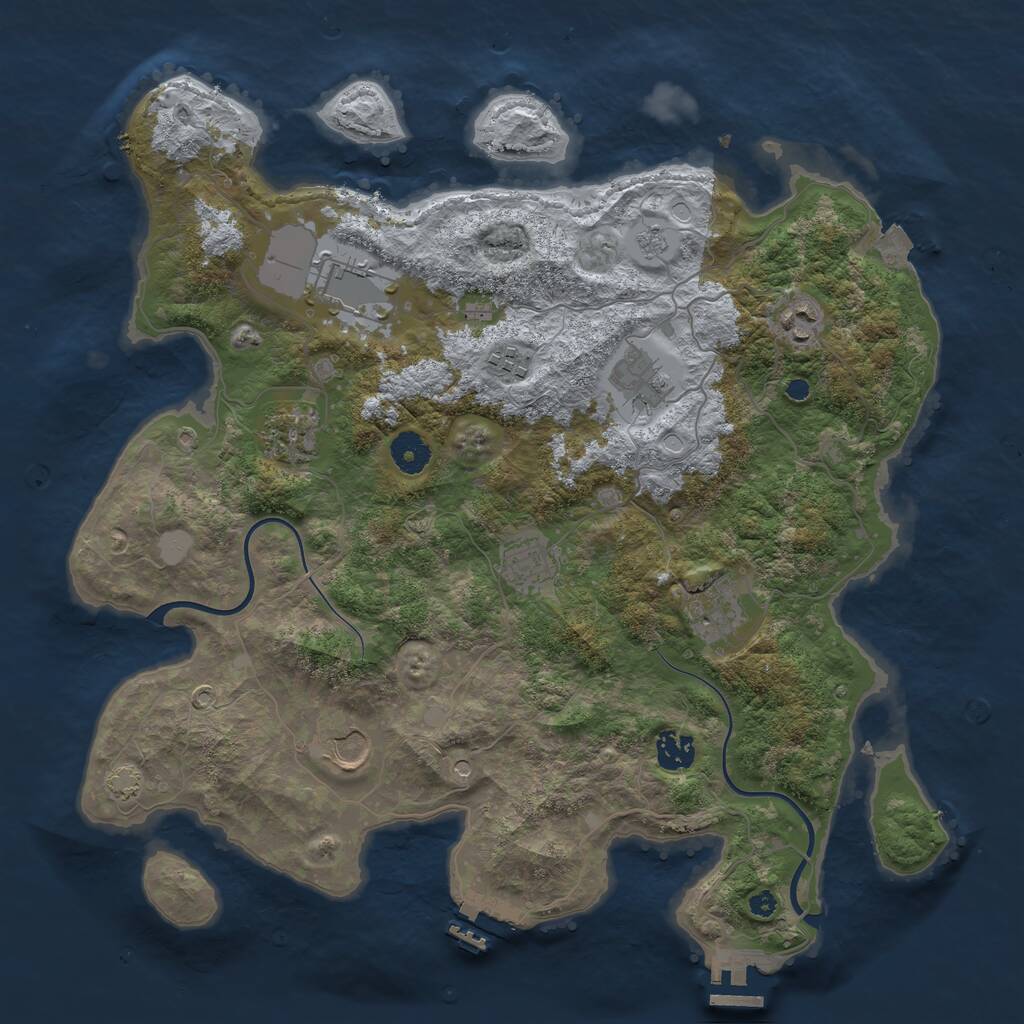 Rust Map: Procedural Map, Size: 3850, Seed: 19612273, 15 Monuments