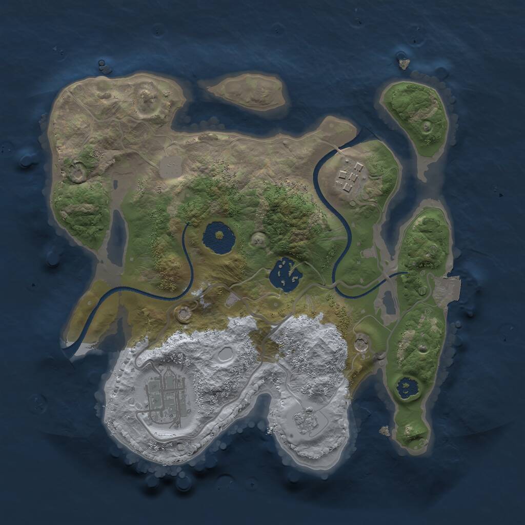 Rust Map: Procedural Map, Size: 2500, Seed: 462232720, 6 Monuments