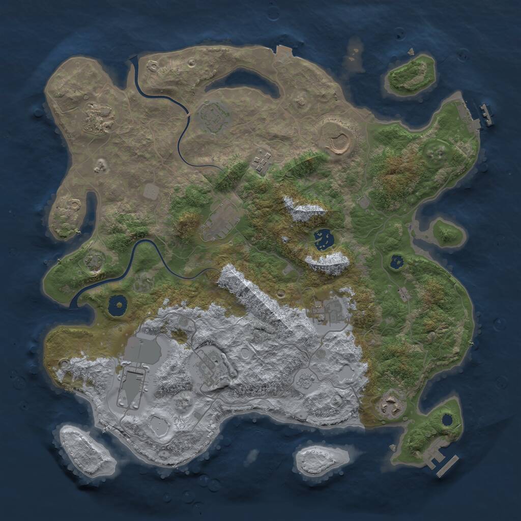 Rust Map: Procedural Map, Size: 3800, Seed: 959310420, 15 Monuments