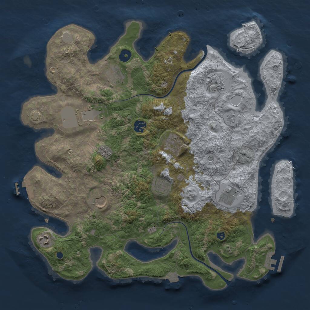 Rust Map: Procedural Map, Size: 3800, Seed: 959310419, 16 Monuments