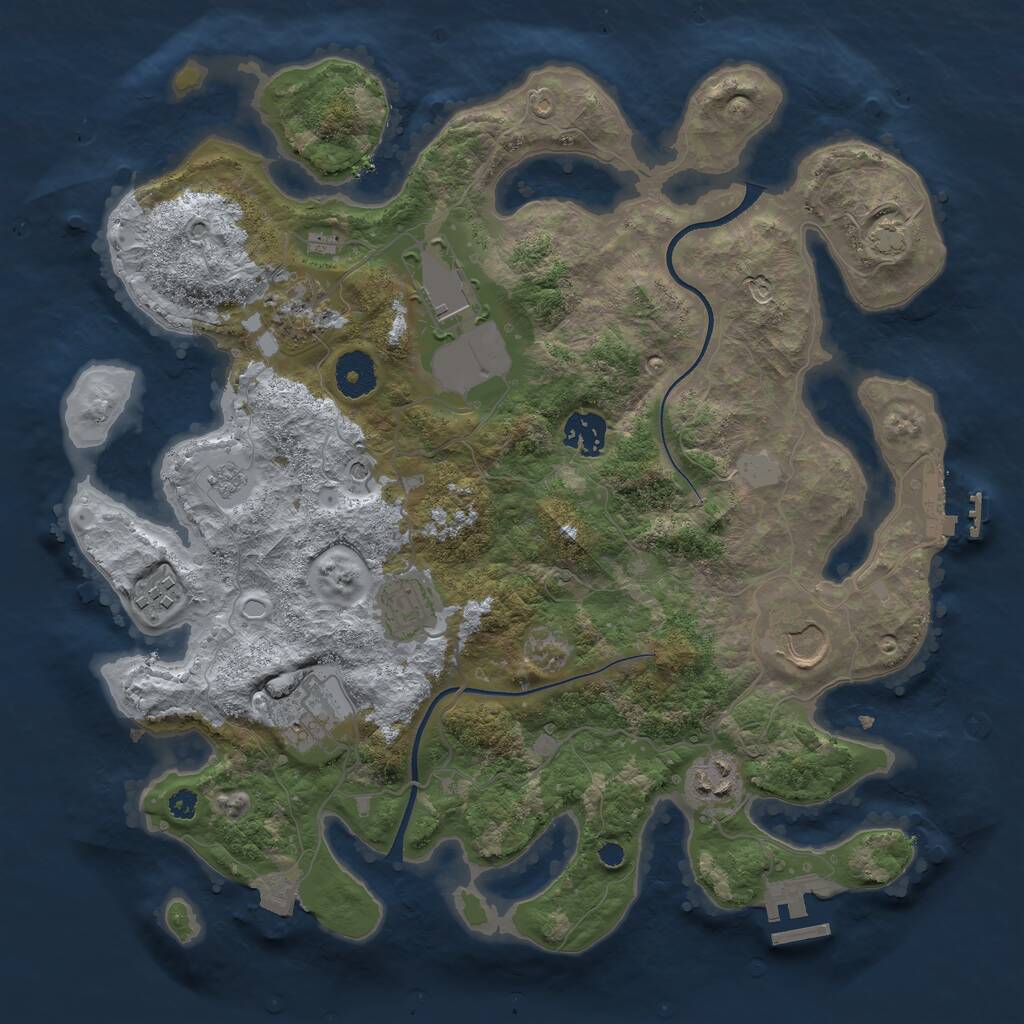 Rust Map: Procedural Map, Size: 3500, Seed: 1594845089, 14 Monuments