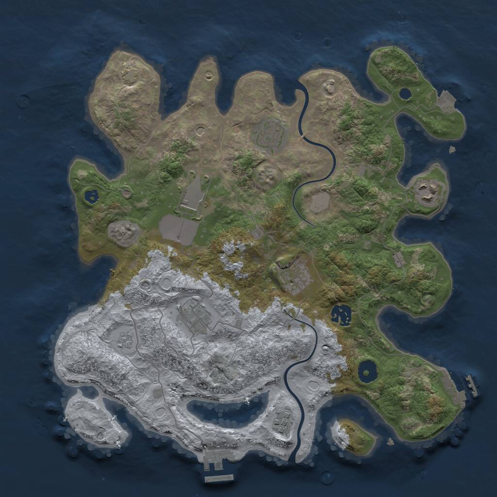 Rust Map: Procedural Map, Size: 3500, Seed: 55070, 13 Monuments