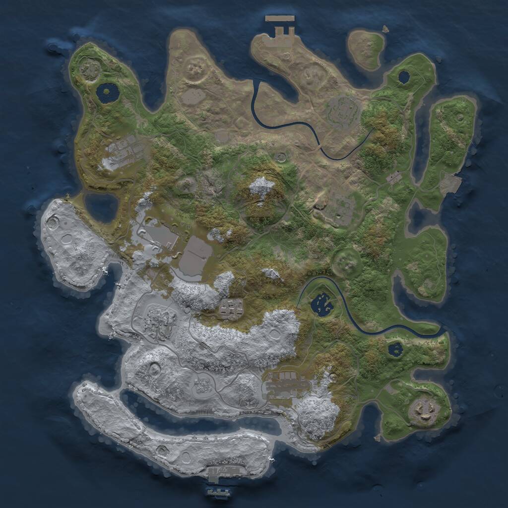 Rust Map: Procedural Map, Size: 3500, Seed: 1392437593, 15 Monuments