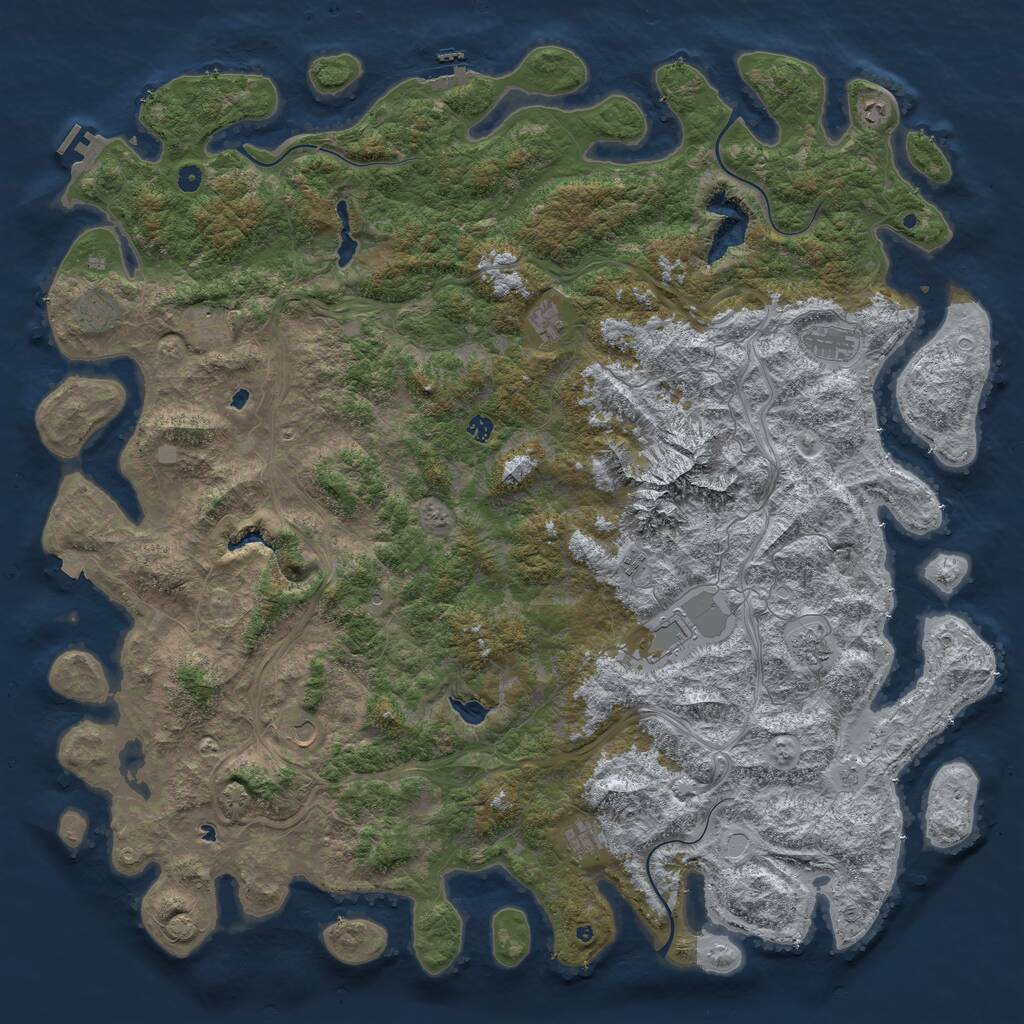 Rust Map: Procedural Map, Size: 6000, Seed: 1719857833, 17 Monuments