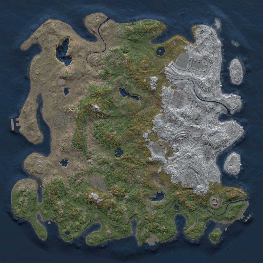 Rust Map: Procedural Map, Size: 4500, Seed: 72141343, 16 Monuments